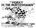 Porky Pig in'Porky in the Northwoods' Directed by Frank Tashlin. Released on December 19, 1936 Studio Lobby Card Publicity Still - Warner Brothers