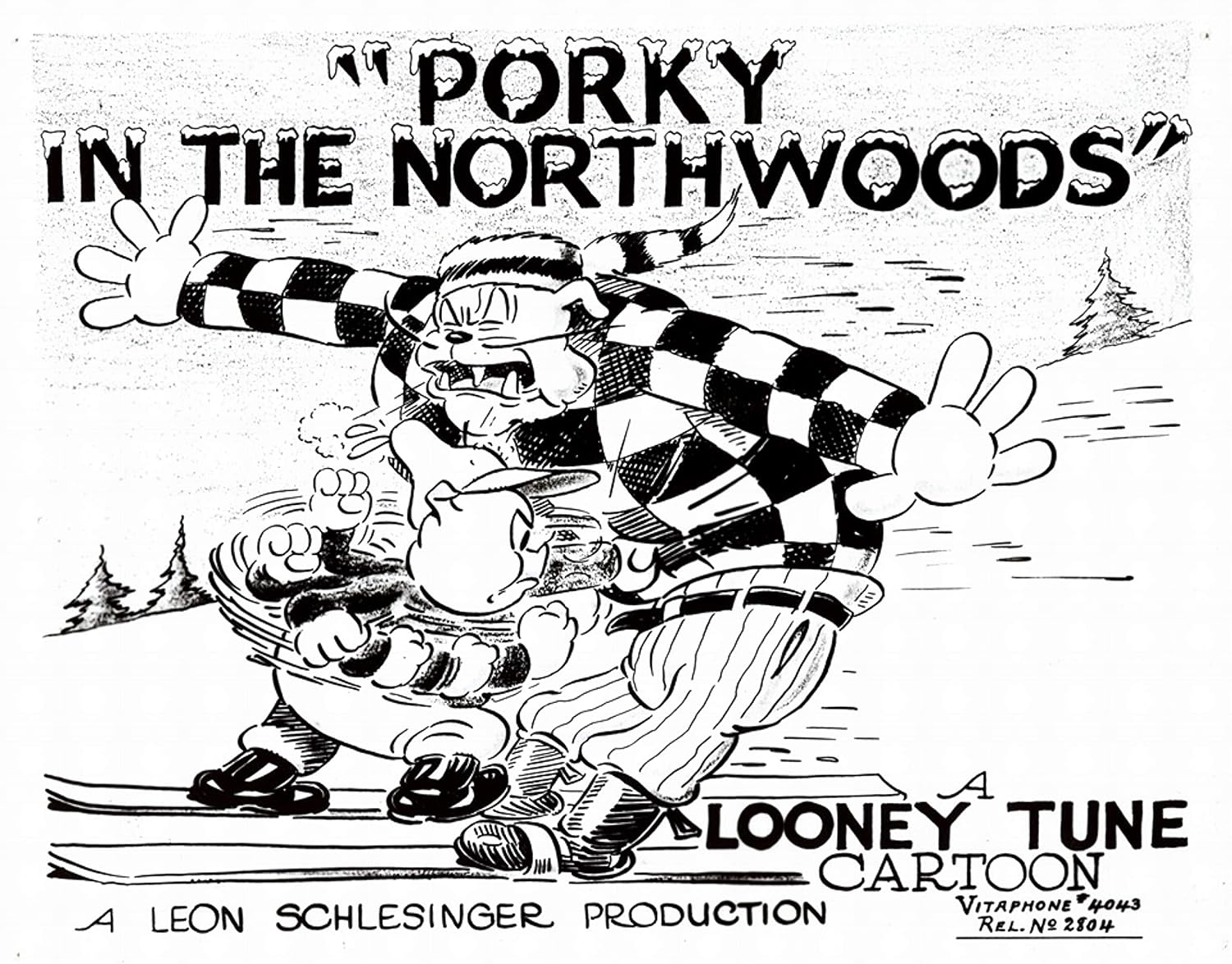 Porky Pig in'Porky in the Northwoods' Directed by Frank Tashlin. Released on December 19, 1936 Studio Lobby Card Publicity Still - Warner Brothers