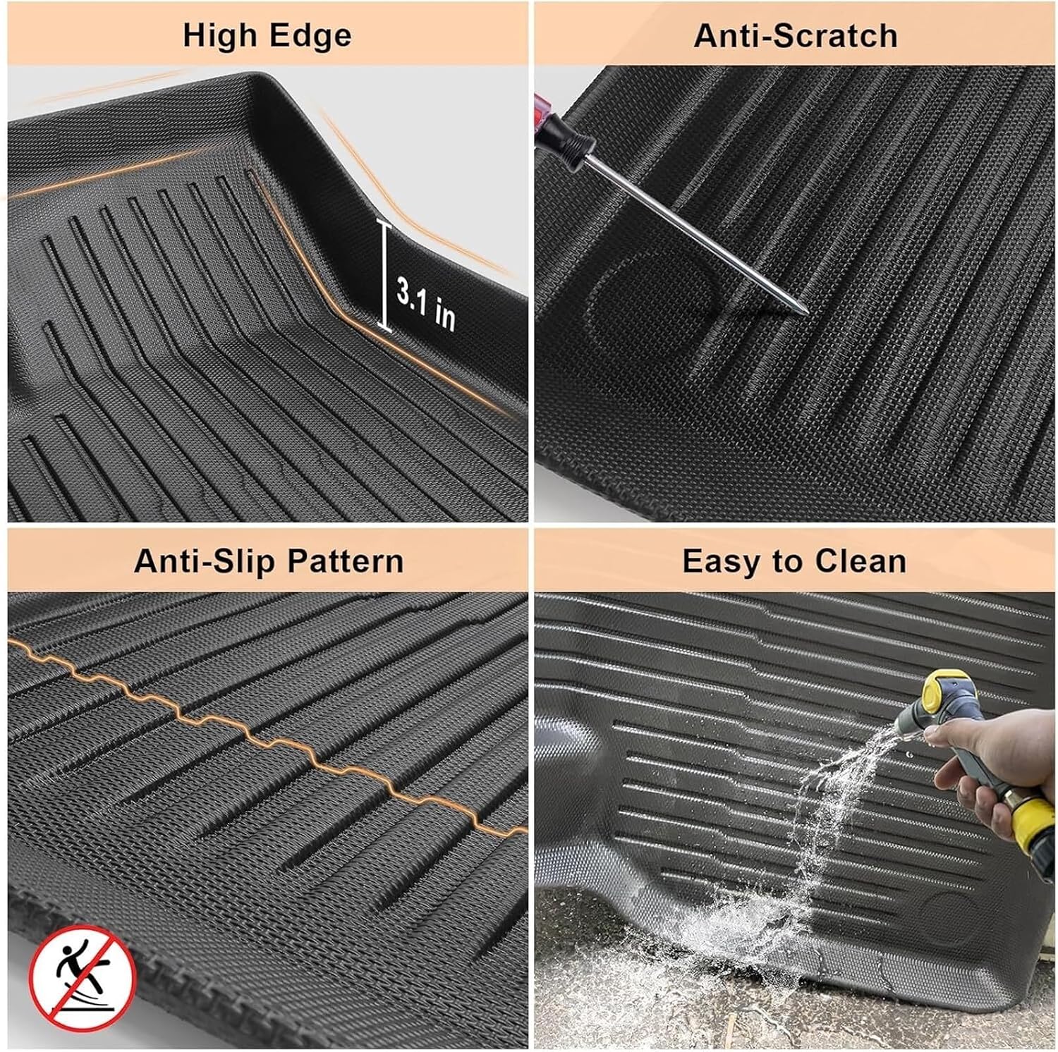 Compatible for Tesla Model 3 2024 Highland Floor Mats Cargo Liner Waterproof Anti-Slip Trunk Mat TPE Pads Model 3 2024 Highland Accessories(11PCS Full Set,Left Hand Drive)