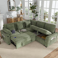 Hanherry Sectional Couch with Pull Out Sofa Bed,Corduroy Sleeper Sofa with 2 Seat Storage & USB Charging,Comfy L Shaped Modular Couches for Living Room,Apartment
