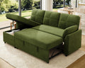 Jocisland Sofa Bed, Sleeper Sofa with Storage Chaise, Convertible Couch Bed with Pull Out Couch, l Shaped for Living Room, Linen Geen