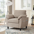 Sofa Accent Chair, 35' Reading Chair for Bedroom, Modern Linen Fabric Armchair, Single Sofa Chair, Comfy Arm Chairs for Living Room,Bedroom, Beige