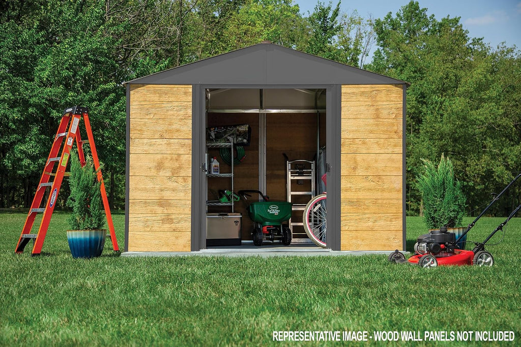 Arrow Shed 8' x 8' Ironwood Galvanized Steel Outdoor Shed Kit, Anthracite