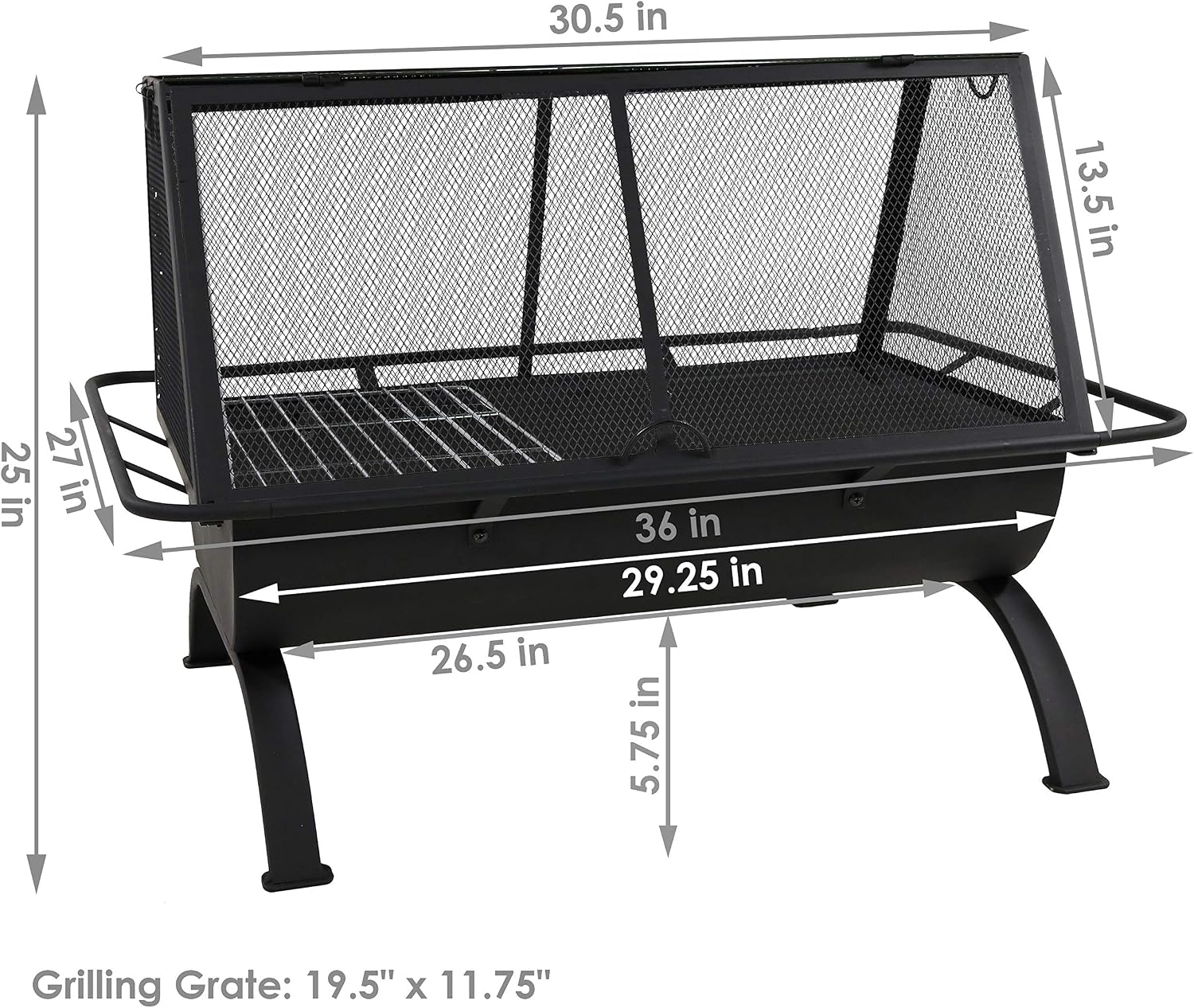 Sunnydaze 36-Inch Northland Steel Outdoor Fire Pit with Grill - Outdoor Fireplace with Cooking Grate, Spark Screen, Cover, and Poker
