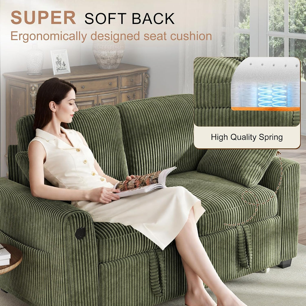 Hanherry 59' Loveseat Sofa with Pull Out Couch Bed, Corduroy 2-in-1 Convertible 2 Seater Sleeper Sofa with USB Charging,Comfy Love Seat for Small Spaces Living Room Apartment