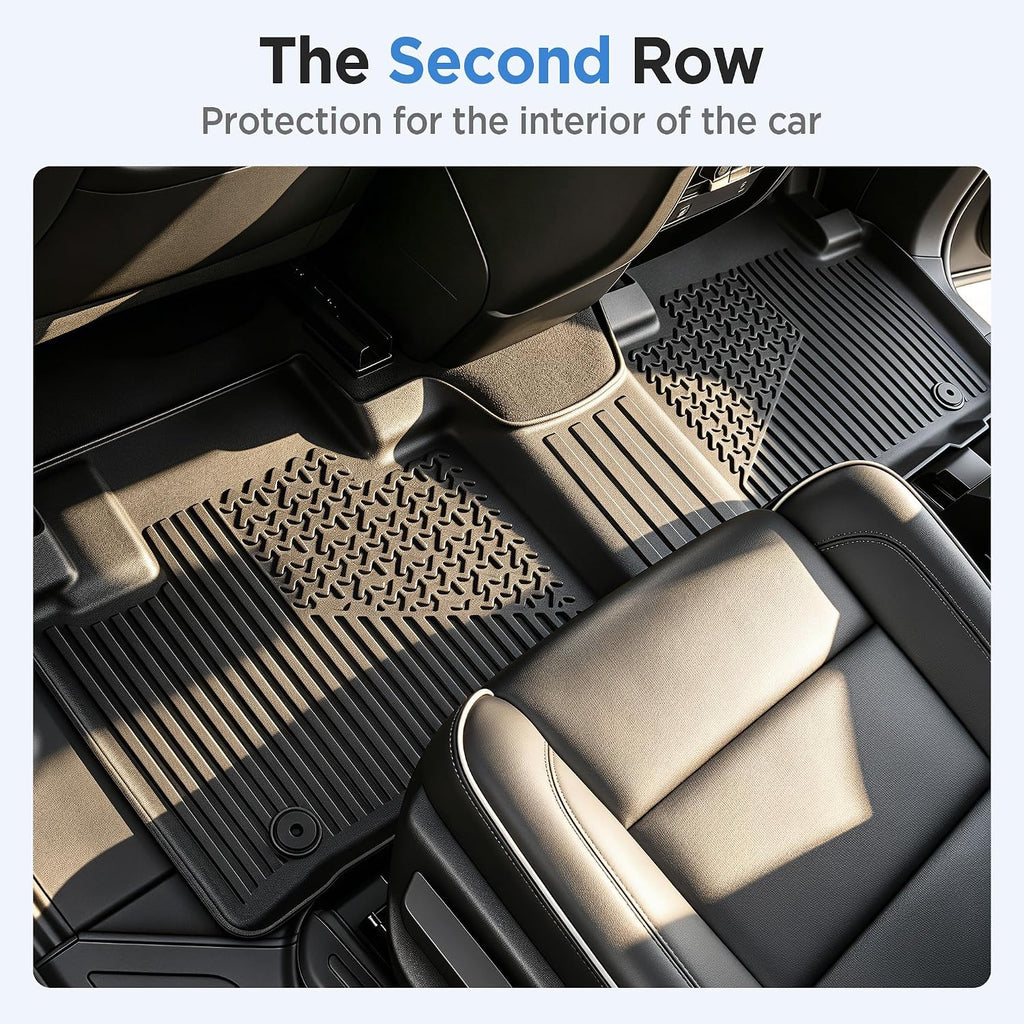 Floor Mats for Kia Telluride Hybrid 2027 7&8 Seat (EX/SX/X-Line SX/SX Prestige/X-Line SX Prestige) All Weather Telluride Floor Mats for Kia Telluride Accessories 2027 TPE Protector Black