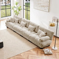 Modular Sectional Sofa Cloud Couch, 173.2' Modern Deep Seat Sectional Couches for Living Room, Oversized Modular Couch with 6 Pillows, Comfy Chenille Sofa Bed for Bedroom Apartment, Light Coffee