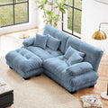 Modular Sectional Sofa, Comfy Cloud Couch Oversized Loveseat with Ottoman, Sectional Couches for Living Room, Modern Chenille L Shaped Couch, Sleeper Deep Seat Sofa with Throw Pillows, Blue