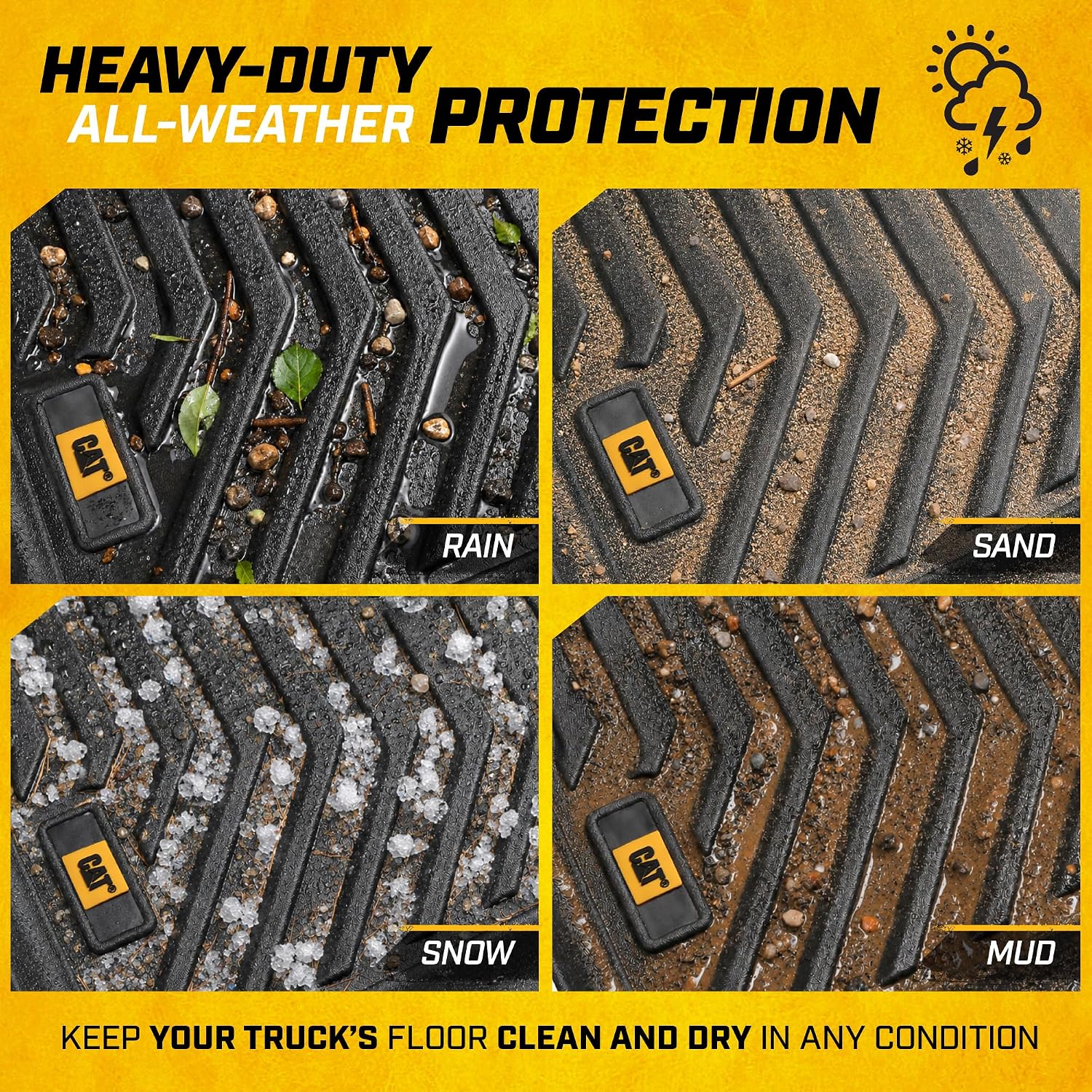 CAT® JustFit™ 3D Custom Fit Floor Mats for Honda Ridgeline 2017-2025, Heavy Duty All Weather Floor Liners Laser Measured, Honda Ridgeline Accessories
