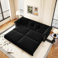 Ball & Cast 3-in-1 Convertible Sofa Bed with Movable Ottoman, 89' Pull Out Couch Bed King Size, Velvet 3 Seater Sleeper Sofa with Nailhead Trim & Rolled Arm,Sofa Couches for Living Room,Black
