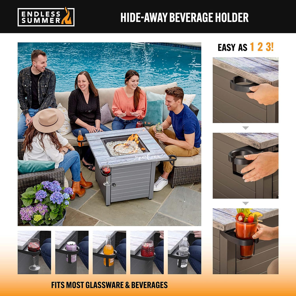 Relax Gray 30' Square Gas Fire Table