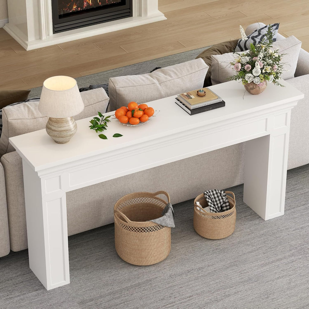 Loomie 63' Long Console Tables for Entryway, Modern Rectangular Sofa Table Behind the Couch, Narrow Long Entry Accent Table for Living Room, Entrance, Hallway, Foyer (White)