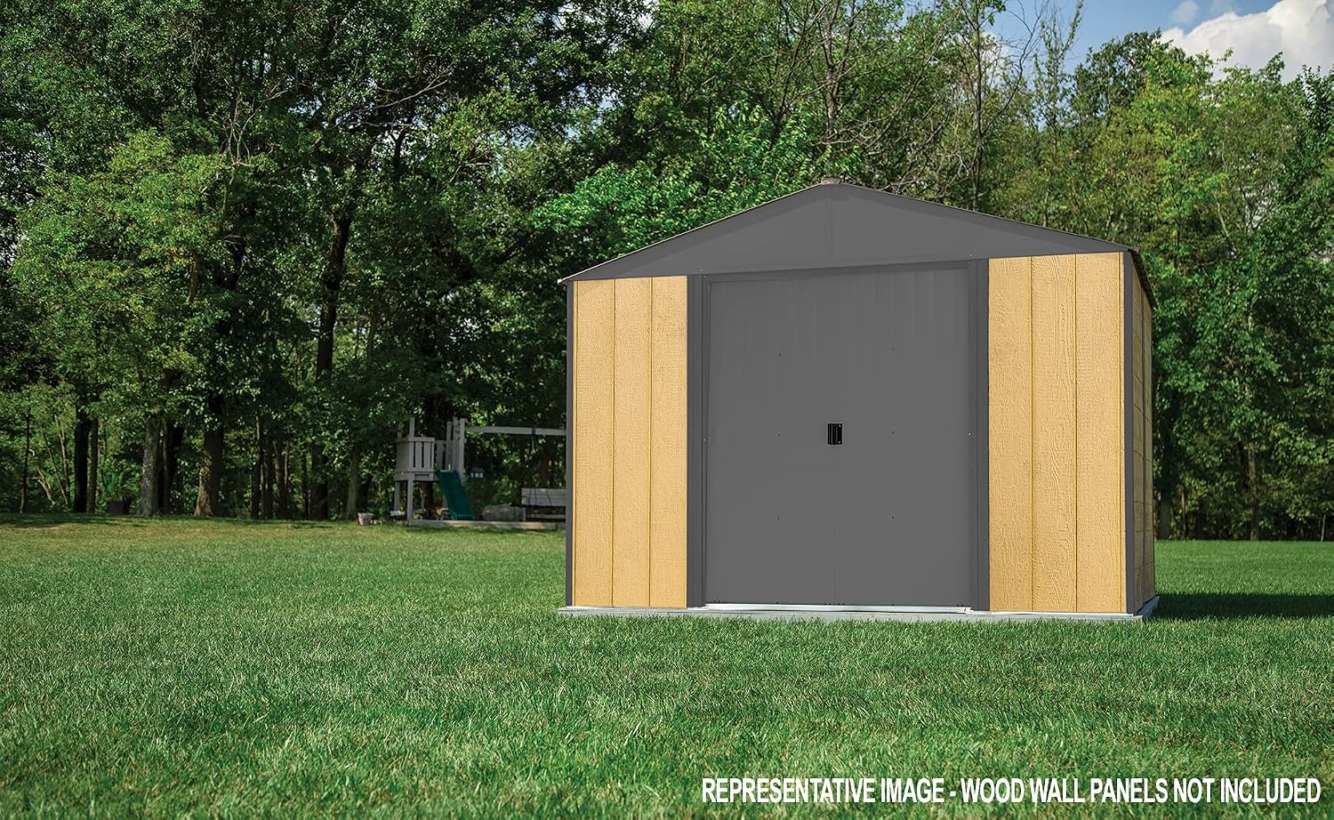 Arrow Shed 8' x 8' Ironwood Galvanized Steel Outdoor Shed Kit, Anthracite