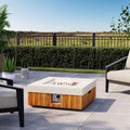COSIEST 28' Outdoor Propane Fire Pit Table, Small Square Gas Fire Pit Table with Concrete & Log Wood Grain Design, 50000BTU Fire Tables for Patio, Backyard, Garden Heating