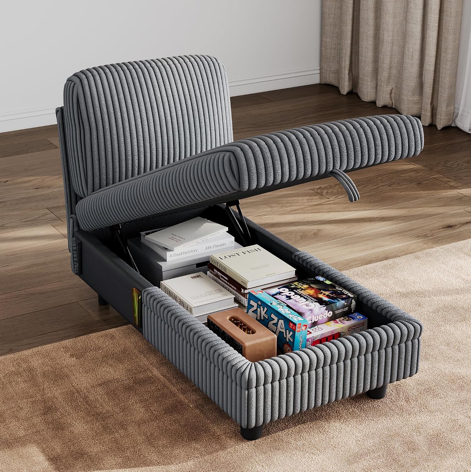 LINSY HOME Module for Sectional Sleeper Sofa Couch, Plush Corduroy Customizable Sleeper Sofa - Pull Out Sofa, Storage Double Seater, Storage Chaise, Armrest, Storage Ottoman, Corner Seat