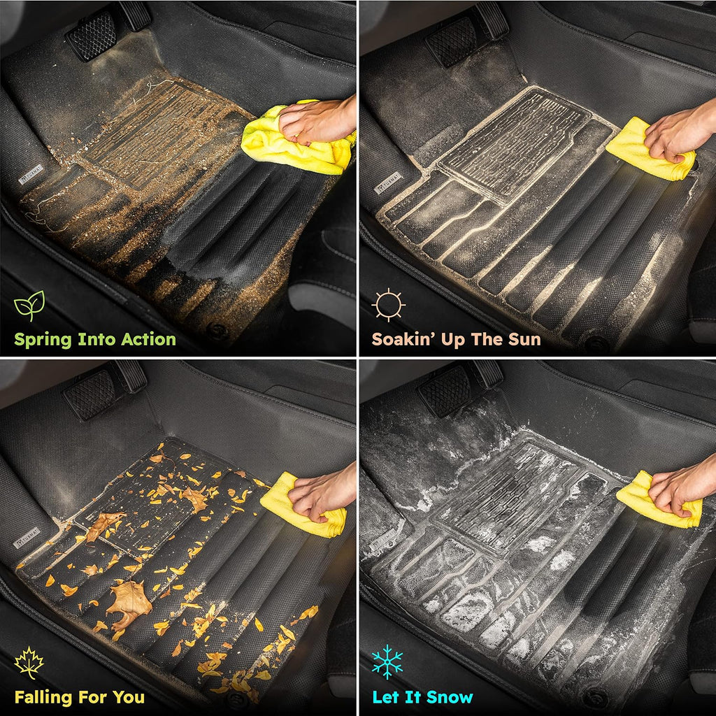 TuxMat - for Tesla Model 3 2024-2026 Models - Custom Car Mats - Maximum Coverage, All Weather, Laser Measured - This Full Set Includes 1st and 2nd Rows