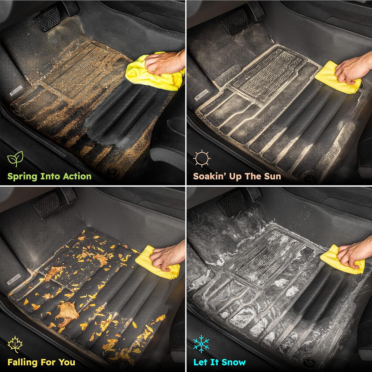 TuxMat - for Tesla Model 3 2024-2026 Models - Custom Car Mats - Maximum Coverage, All Weather, Laser Measured - This Full Set Includes 1st and 2nd Rows