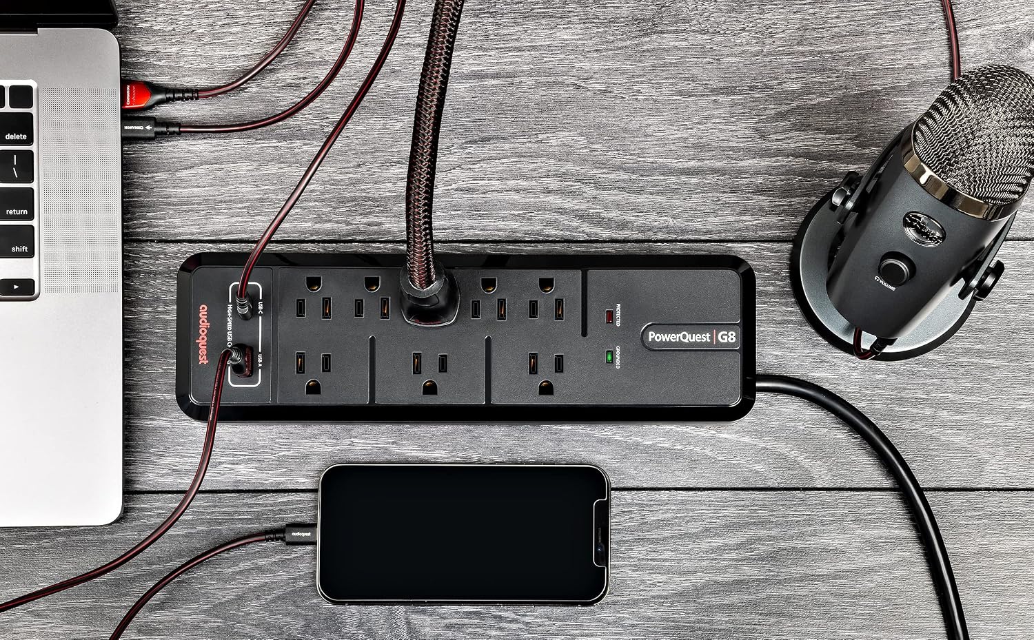 Samsung QN50Q8FAAFXZA 50 Inch Class QLED Q8F 4K Vision AI Smart TV with an AudioQuest G8 8-Outlet USB-A/USB-C AC Power Surge Protector (2025)