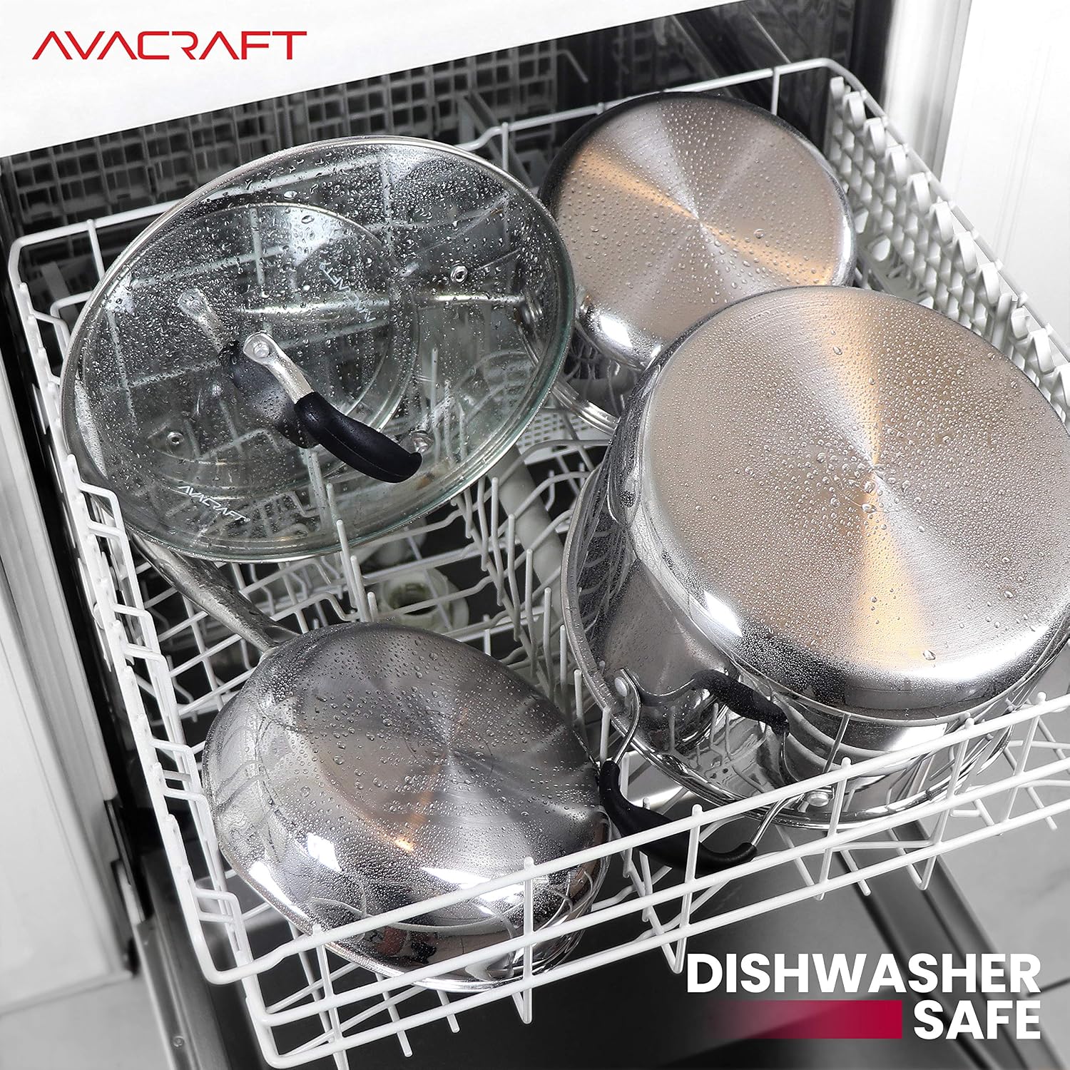 AVACRAFT 18/10 Stainless Steel Cookware Set, Premium Pots and Pans, Kitchen Essentials For Cooking, Multi-Ply Body Stainless Steel, 10-Pieces